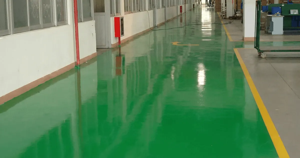 A factory floor professionally covered and marked with epoxy flooring in Myrtle Beach, SC